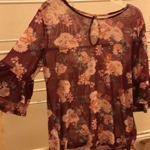Fred Myers NOBO floral see through mesh shirt.
